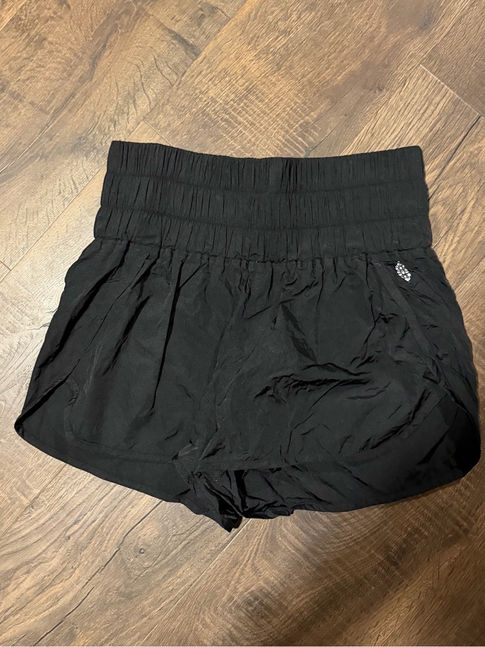 FP Movement by Free People Black Smocked-Waist Athletic Shorts